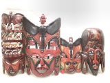 (4pc) Carved Congo Tribal Face Masks