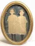Antique Sisters Oval Framed Portrait