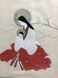 Signed Japanese Madonna & Child Painting