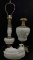 (4 Pc) Milk Glass Lamps, Plates & Butter Dish