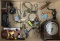 Vintage Desk Clock, Shotgun Shell, Cellphones