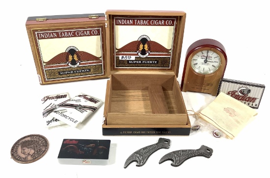 Indian Motorcycles, Cigars, Pins, Clock