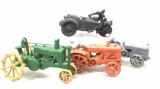 (4 Pc) Vintage Cast Iron Farm & Motorcycle Toys