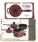 (2 Pc) Cast Iron Sauce Pot & Cookware Set