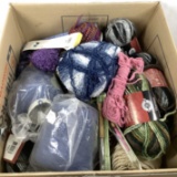 Assorted Yarn, Crochet Hooks & Knitting Tools