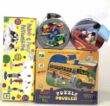 (4 Pc) Children’s Puzzles, Parachute & Candy Tins