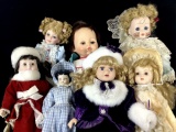 (7pc) Vintage Porcelain & Vinyl Dolls