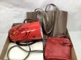Assorted Purses & Art Glass Vase