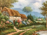 B. Trapp Signed Cottage Landscape Oil On Canvas