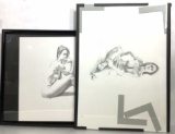 (2pc) Panfilio Signed Nude Study Sketches