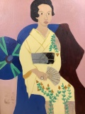 Rn (1970) Signed Geisha Portrait Oil On Canvas