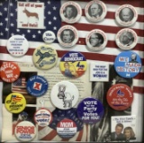 Vintage Political Pins Shadow Box