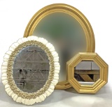 (3pc) Traditional Gold Gilt Style & Floral Mirrors