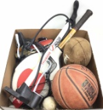 Basketball, Football, Ping Pong Paddles, Bike Pump