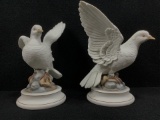 (2 Pc) White Dove Hand Painted Figurines