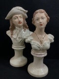 (2 Pc) Vintage Male & Female Bust Figures
