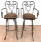 (2) 52in Cushioned Wrought Iron Barstools