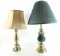 (2) Brass Table Lamps With Lamp Shades