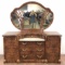 Faux Burl Wood & Marble Top Vanity Table