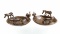 (2) African Teak Carved Animal Figurine Bowls