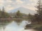 Canoe In Lake Landscape Oil Canvas