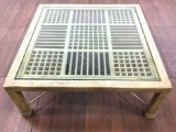 Beveled Glass Top Iron Coffee Table
