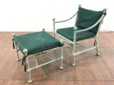 2pc Iron Patina Style Chair With Footstool