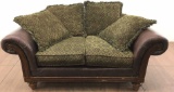 Rustic Leather Loveseat With Throws