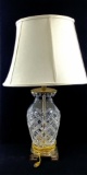 Pair Of Vintage Cut Crystal, Brass Table Lamps