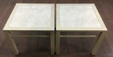 (2) Transitional Style Stone Top End Tables