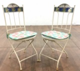 Enameled Seashell Style Tile Top Table & Chair