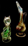 Murano Art Glass Cat Sculpture, Pitcher