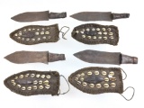 (4) African Knives & Cowrie Shell Leather Sheaths