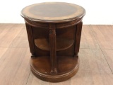 Walnut Lazy Susan Style End Table