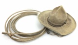 Western Leather Branded Hat With Lasso