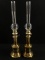 (2) Vintage French Pump Brass Oil Lamps