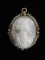 10k Gold Carved Cameo & Seed Pearl Brooch
