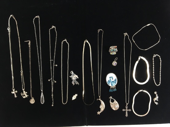 Sterling Silver Necklace, Bracelets, Pendants,