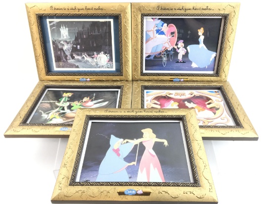 (5) Framed Disney Cindrella Art Prints