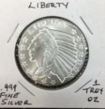 (1) Troy Oz. .999 Fine Silver Indian Head Eagle