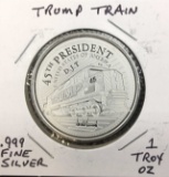 (1) Troy Oz. .999 Fine Silver Trump Train Medal