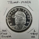 (1) Troy Oz. .999 Fine Silver Trump Maga Medal