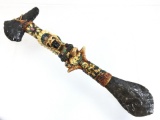 Carved Obsidian Figural Ceremonial Rain Stick