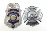 (2) Vintage Fire Department Badges