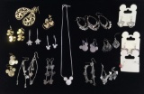 (16) Pair Of Disney Earrings & (1) Pendant