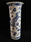 Antique Kangxi Blue & White Dargon Vase