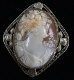 14k Yellow Gold Carved Cameo Brooch