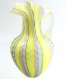 Rainbow Mother Of Pearl Satin Art Glass Pitcher