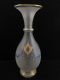 Victorian Bristol Hand Painted Satin Glass Vase