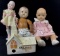 (3pc) Vintage Porcelain, Hard Plastic Dolls